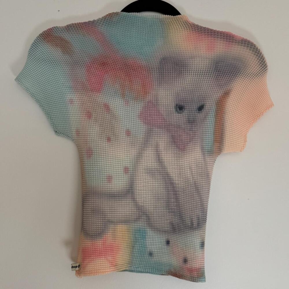 Pastel Airbrushed Kitten Popcorn Stretch Top — One Size